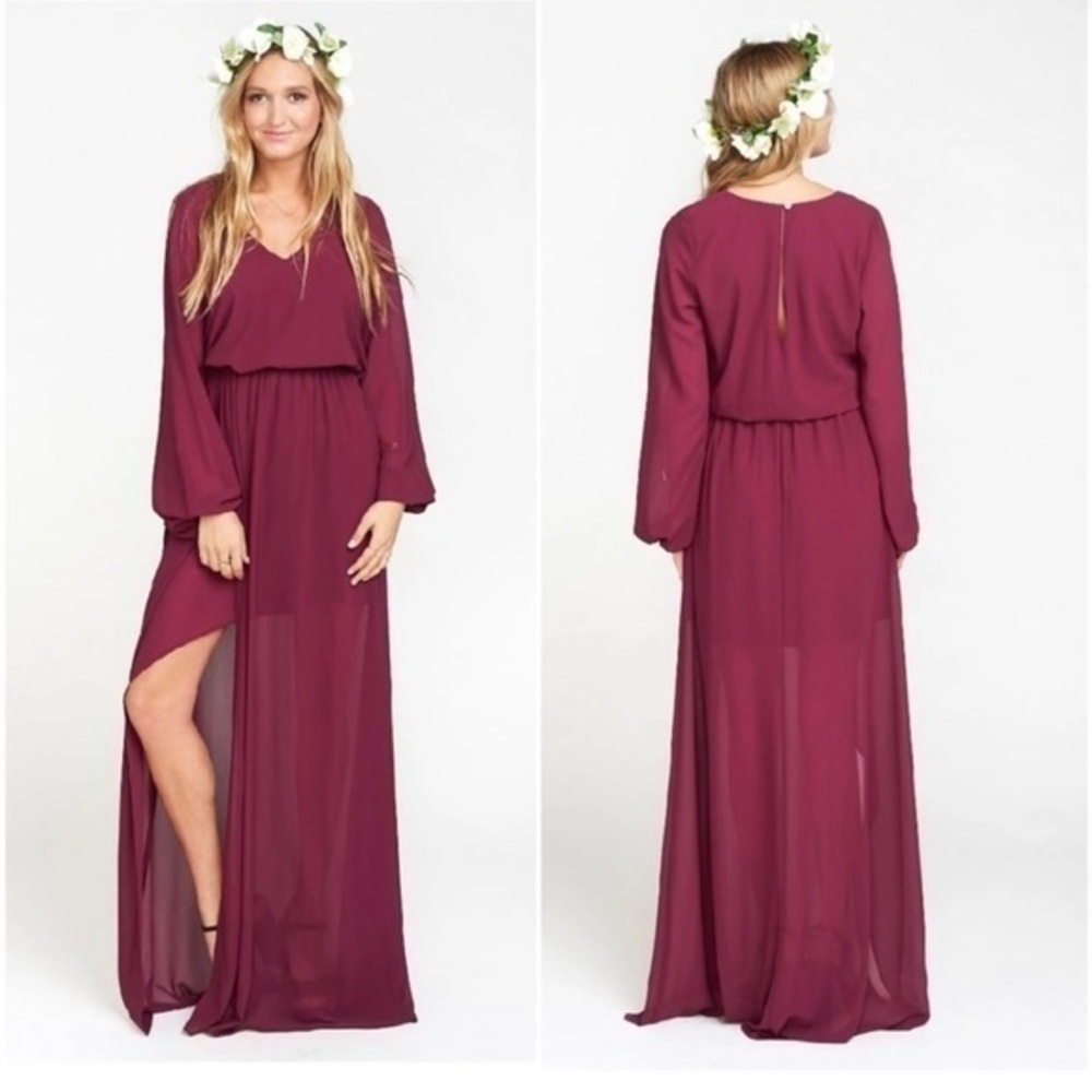 Show Me Your MuMu Jocelyn Merlot Chiffon Maxi Dress NWT